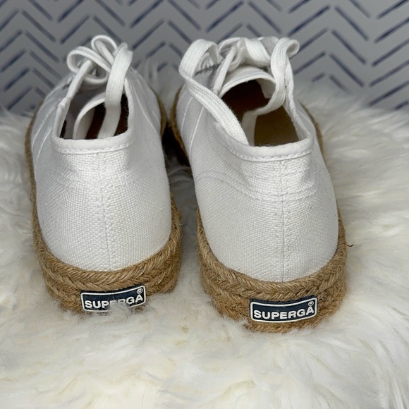 NWOT Superga Rope White Canvas sneaker Platform Espadrille Size 50 /9 - Picture 5 of 6